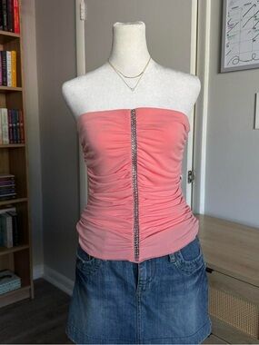 y2k vintage lipstick paper tag full length pink tube top